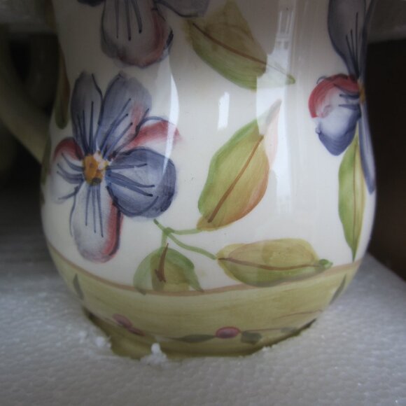 FLORAL MUGS & PLATE SET, CERAMIC HAND PAINTED DESSERT SET OF 4 - Picture 2 of 5